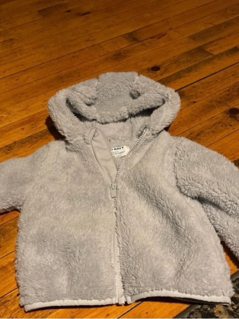 Old Navy Light Gray Plush Hooded Jacket for Kids